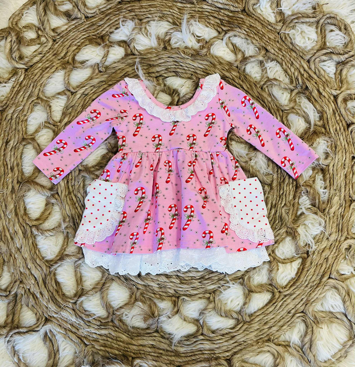 Girls Candy Cane Dress Christmas