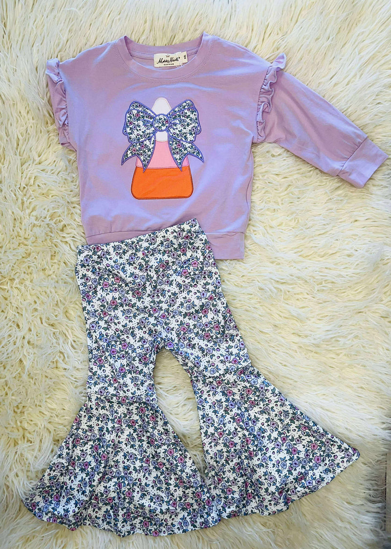 Girls Candy Corn Flare Pants Set
