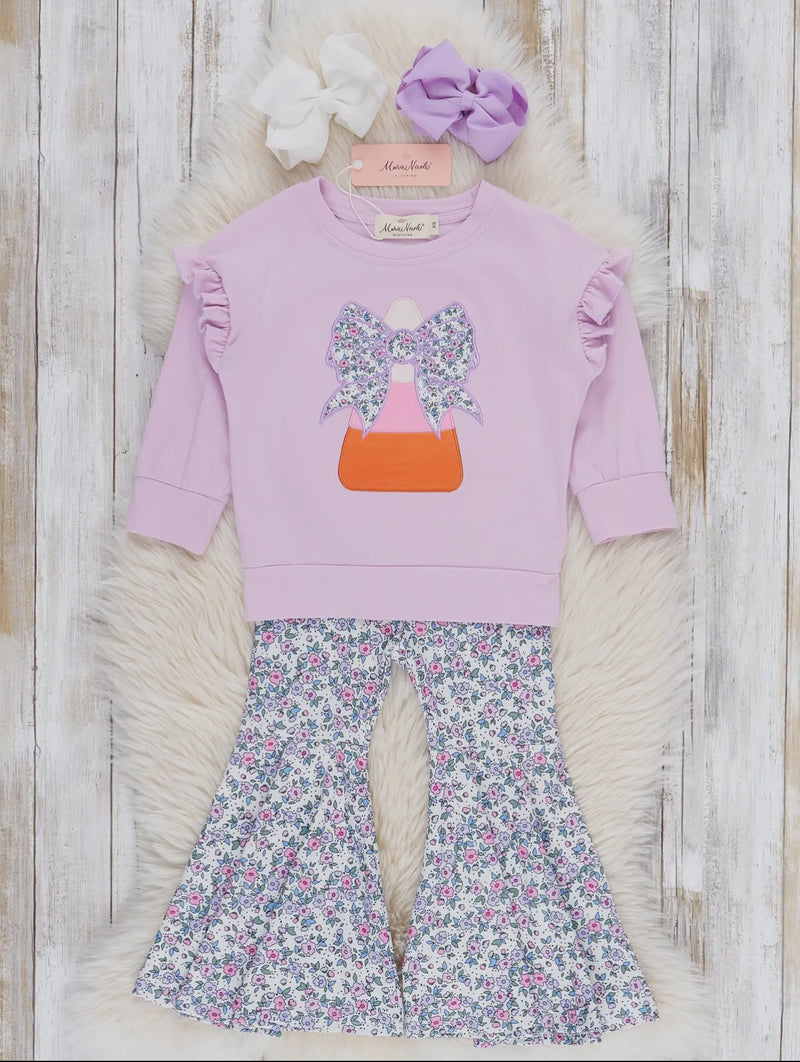 Girls Candy Corn Flare Pants Set