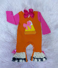 Girls Candy Corn Romper Halloween