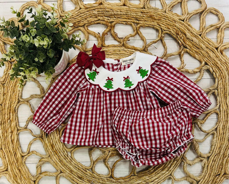 Girls Christmas Bloomer Set