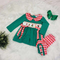Girls Christmas Character Smocked Candy Embroidered Outfit Set