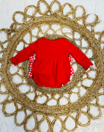 Girls Christmas Reindeer Smocked Romper