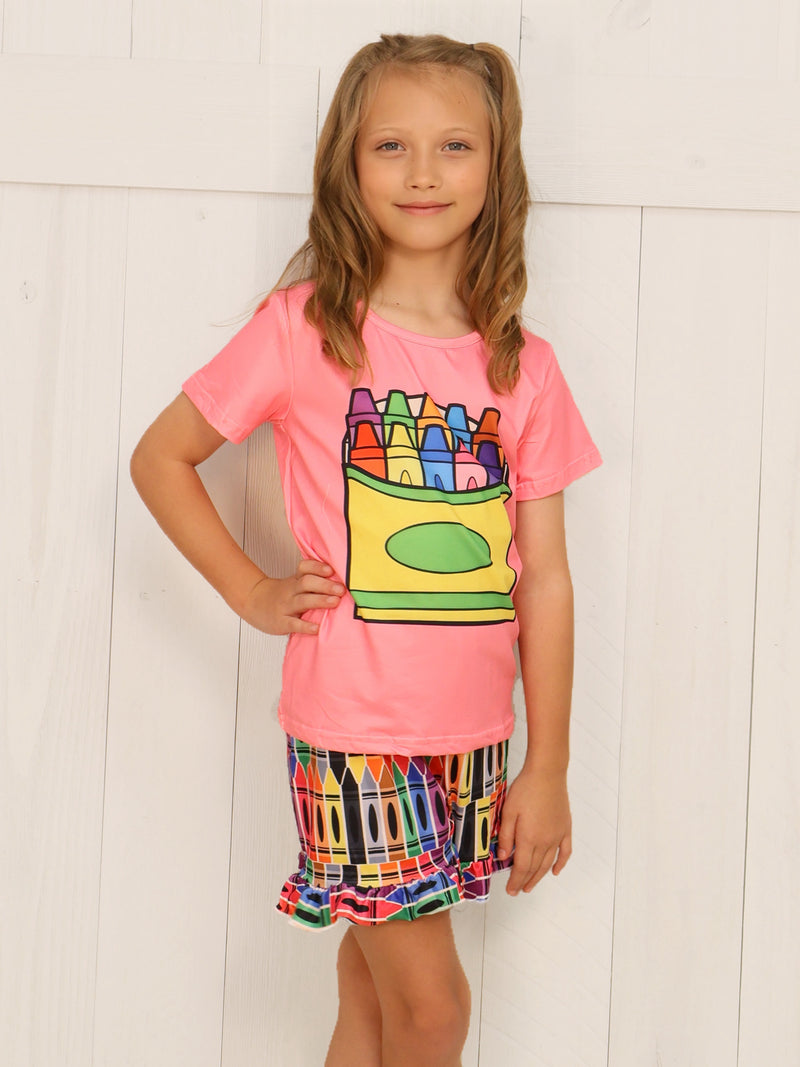 Girls Crayon Short Set