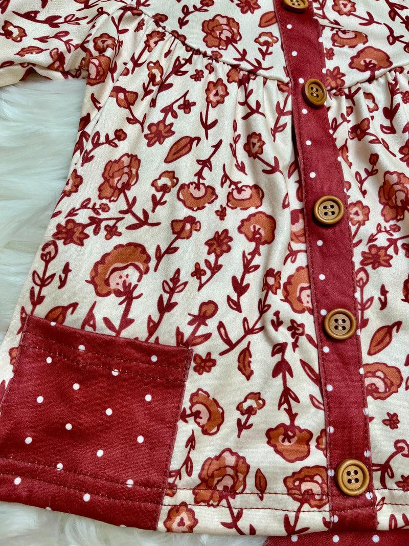 Girls Fall Floral Print Legging Set