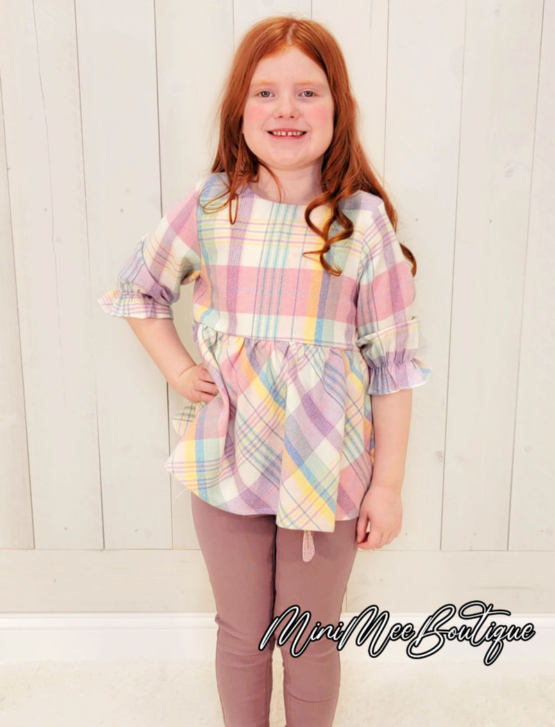 Girls Flannel Pastel Babydoll Top - Mini Mee Boutique