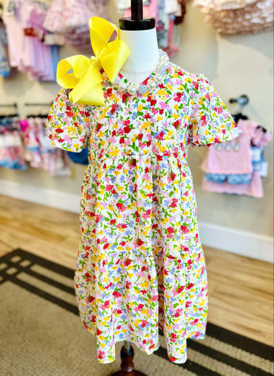 Girls Floral Art Dress - Mini Mee Boutique