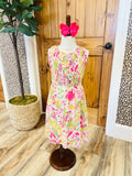 Girls Floral Print Smocked Dress with Bow Detail