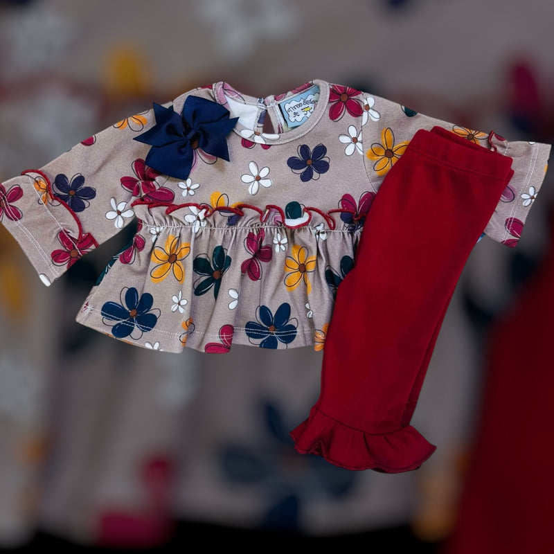 Girls Floral Ruffle Set