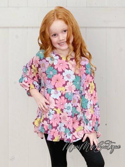 Girl's Flower Garden Top - Mini Mee Boutique