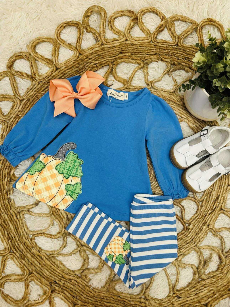 Girls Gingham Pumpkin Outfit Set