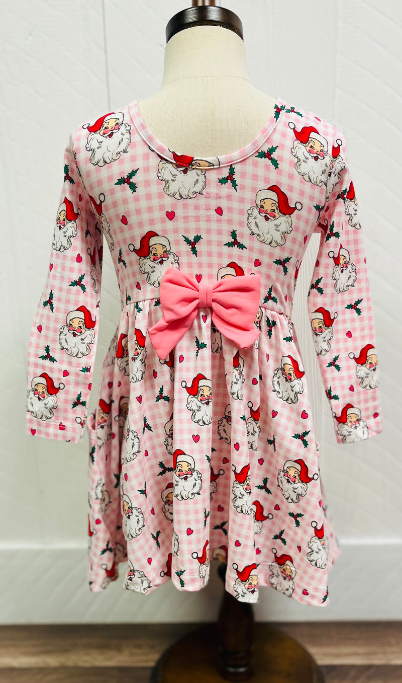 Girls Gingham Santa Dress