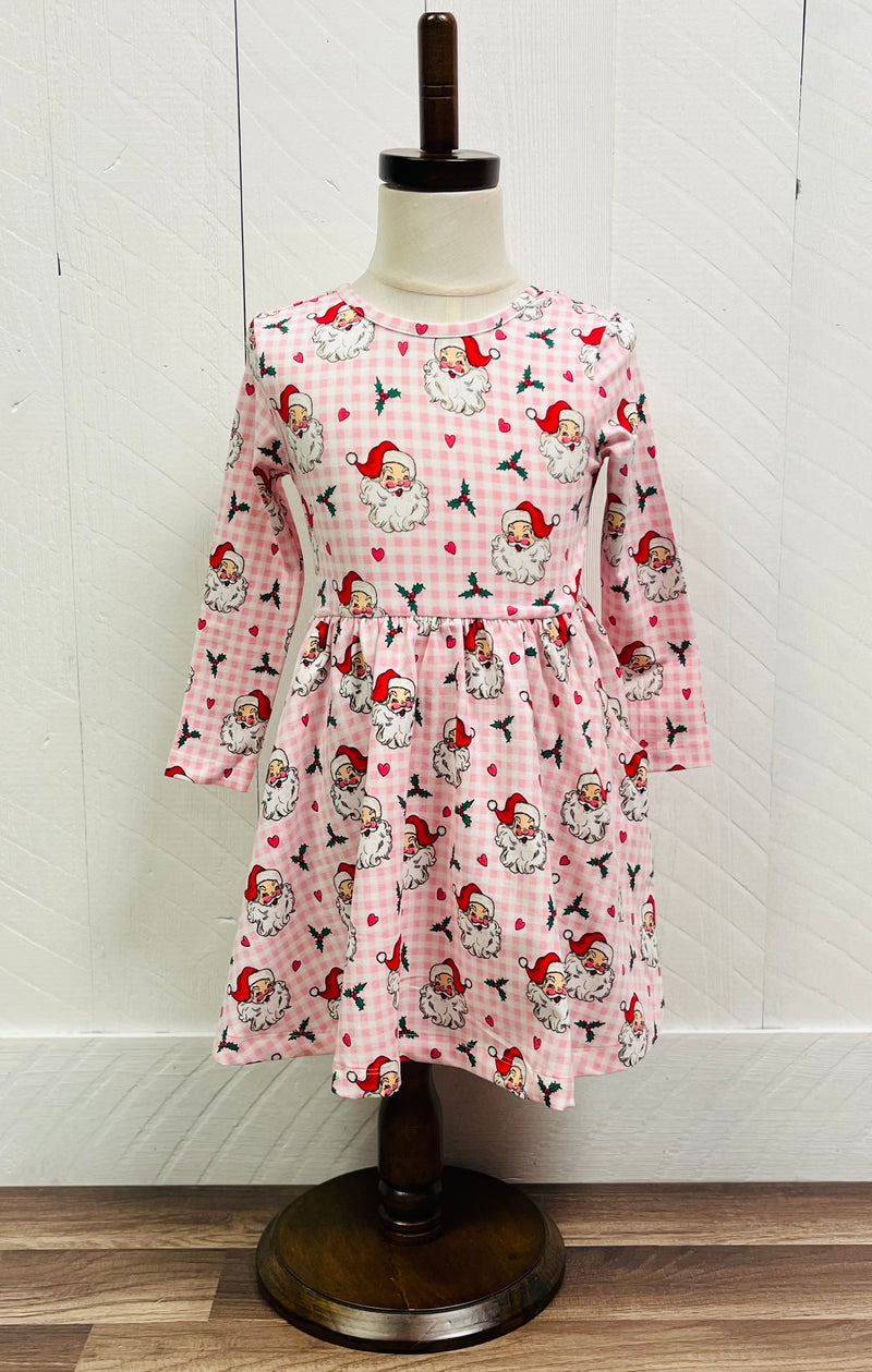 Girls Gingham Santa Dress