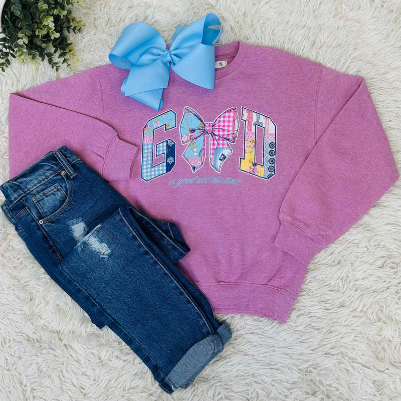 Girls God is Good Crewneck