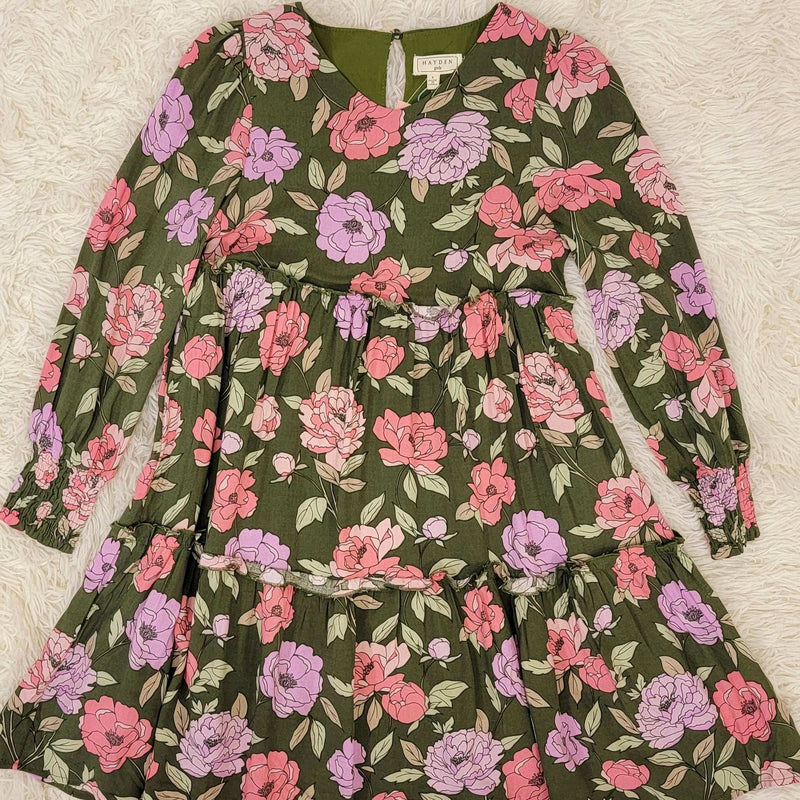Girls Green Floral Dress - Mini Mee Boutique