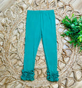 Girls Green Ruffle Leggings Pants