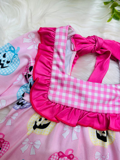 Girls Halloween Pumpkin Ruffle Pants Set