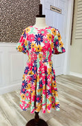 Girls Hayden Daisy Floral V Neck Smocked Waist Dress