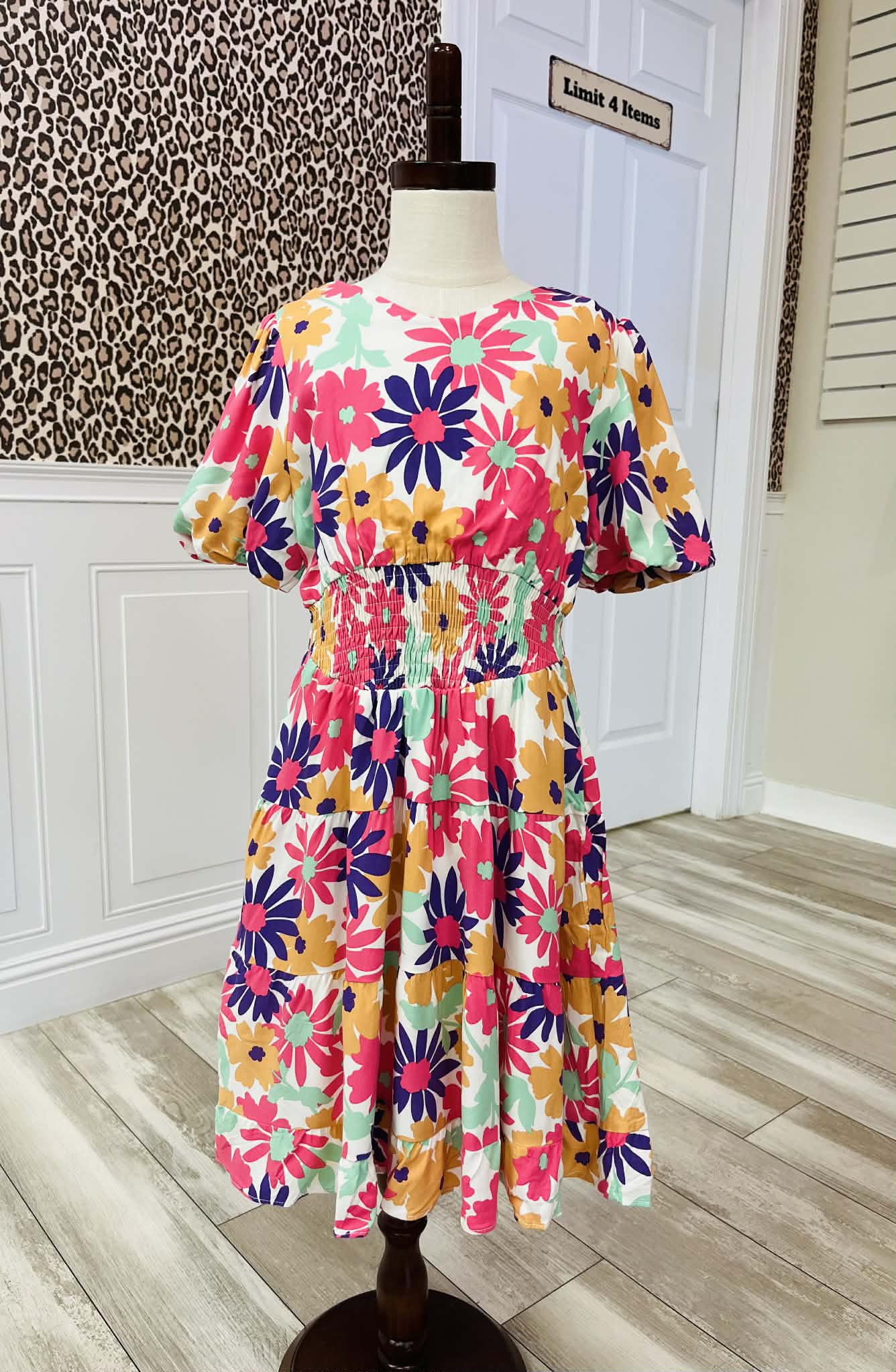 Girls Hayden Daisy Floral V Neck Smocked Waist Dress