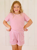 Girls Hayden Mauve trimmed Outfit Set Tween