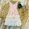 Girls Light Pink Floral Ruffle Maxi Dress