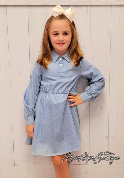 Girl's Little Blue Dress - Mini Mee Boutique