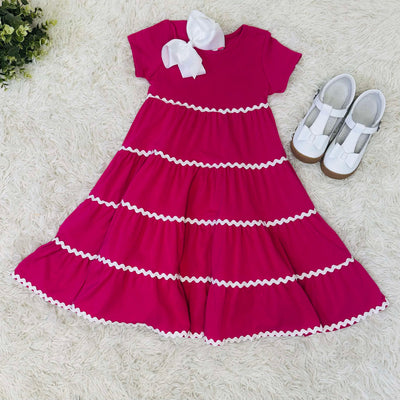 Girls Maxi Dress with Ric Rac Trim