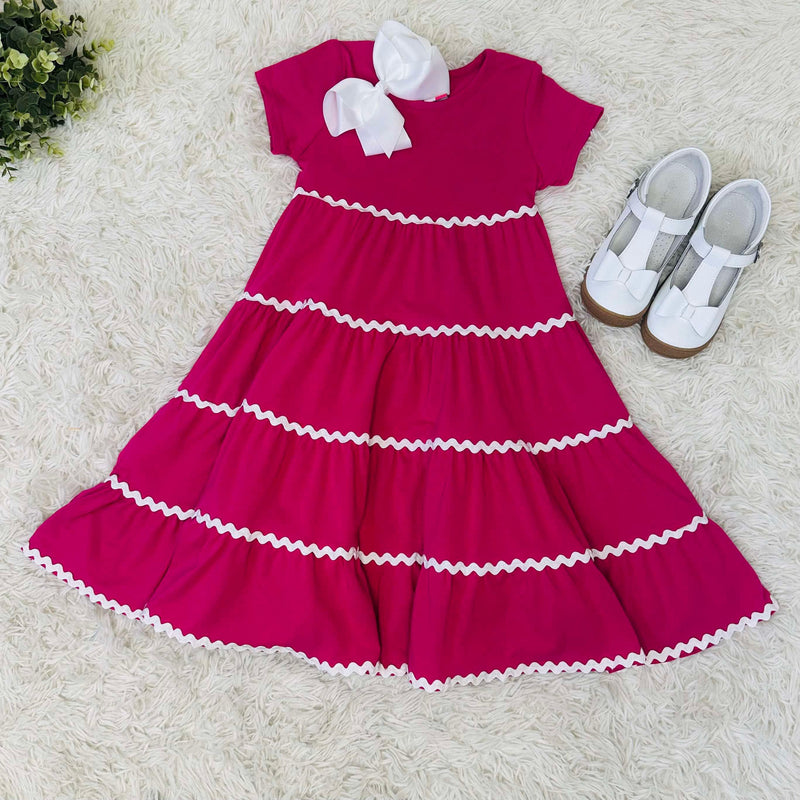 Girls Maxi Dress with Ric Rac Trim