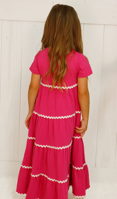 Girls Maxi Dress with Ric Rac Trim