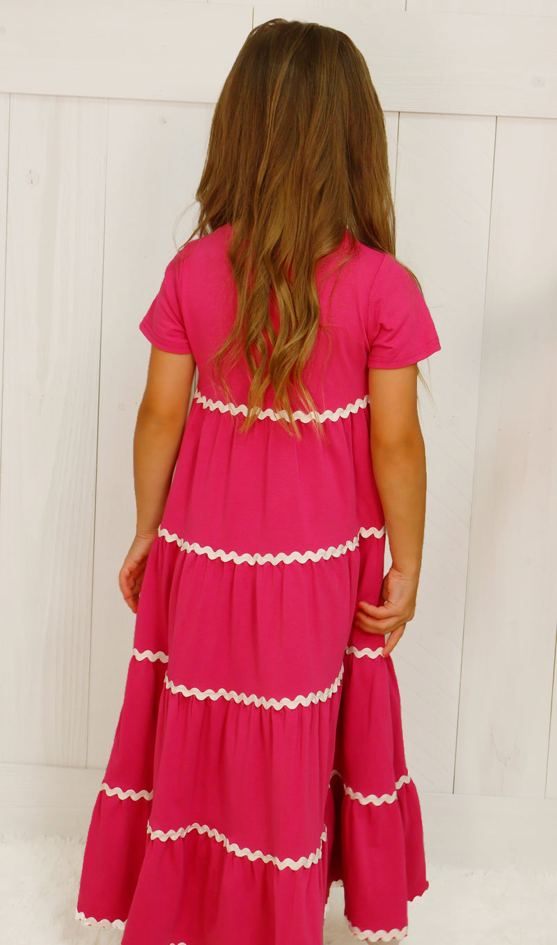 Girls Maxi Dress with Ric Rac Trim
