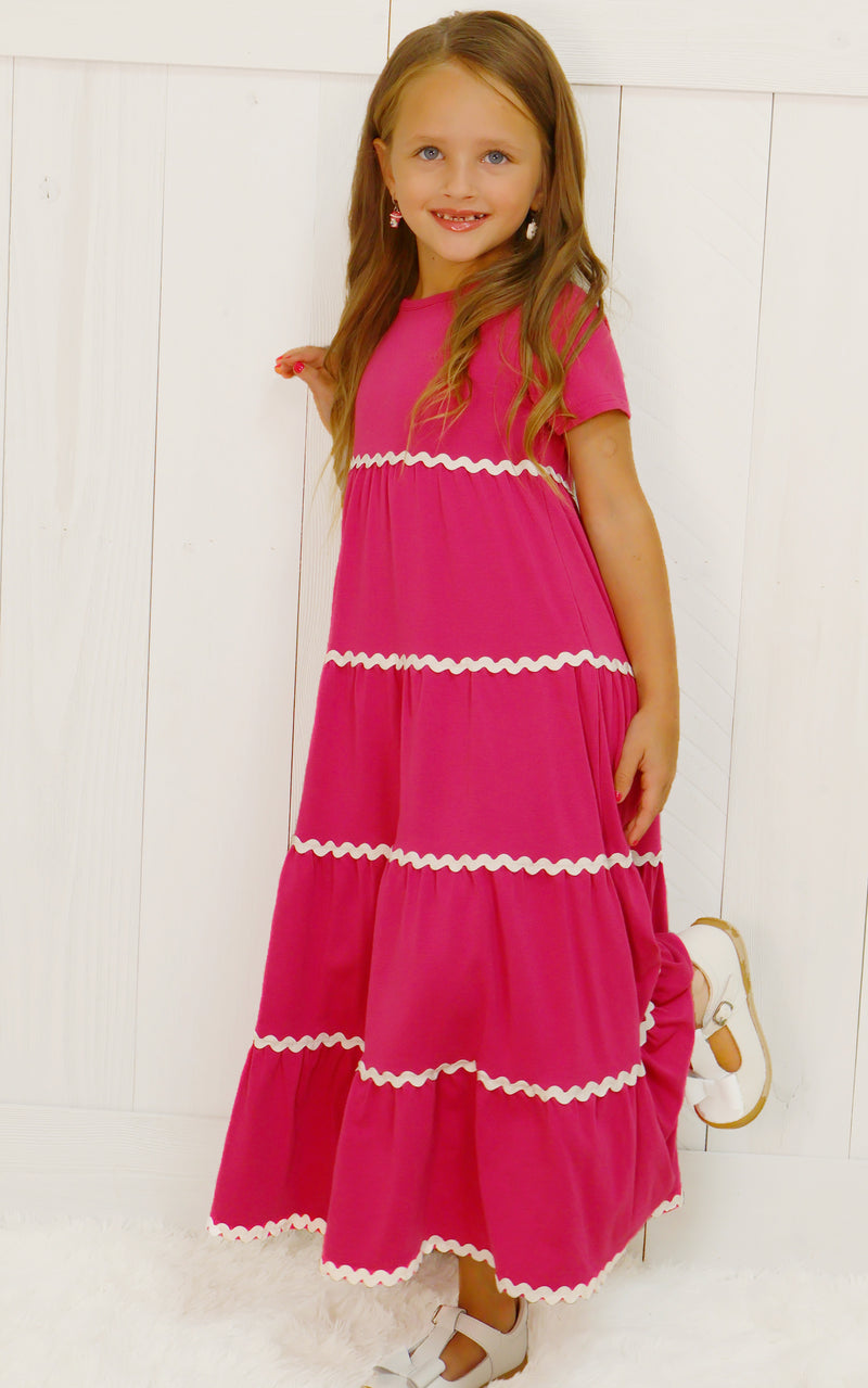 Girls Maxi Dress with Ric Rac Trim