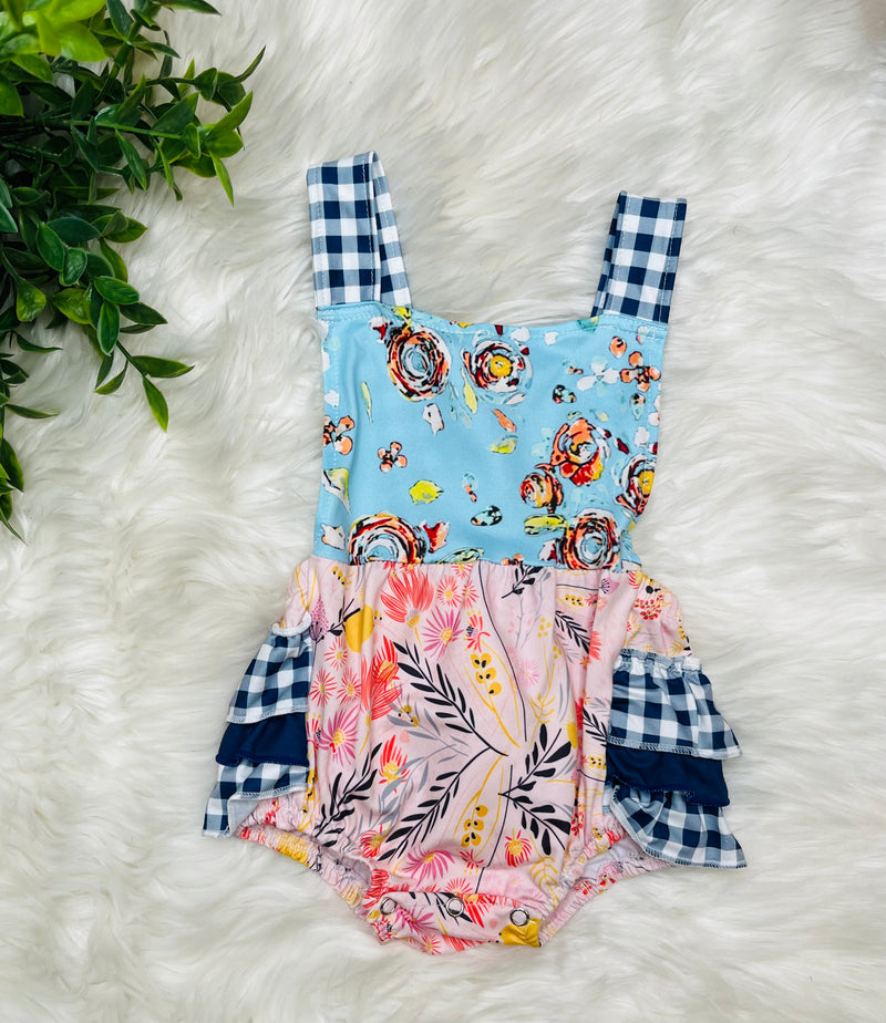 Girls Mixed Print Romper