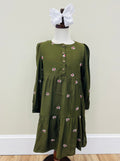 Girl’s Olive Floral Dress Tween