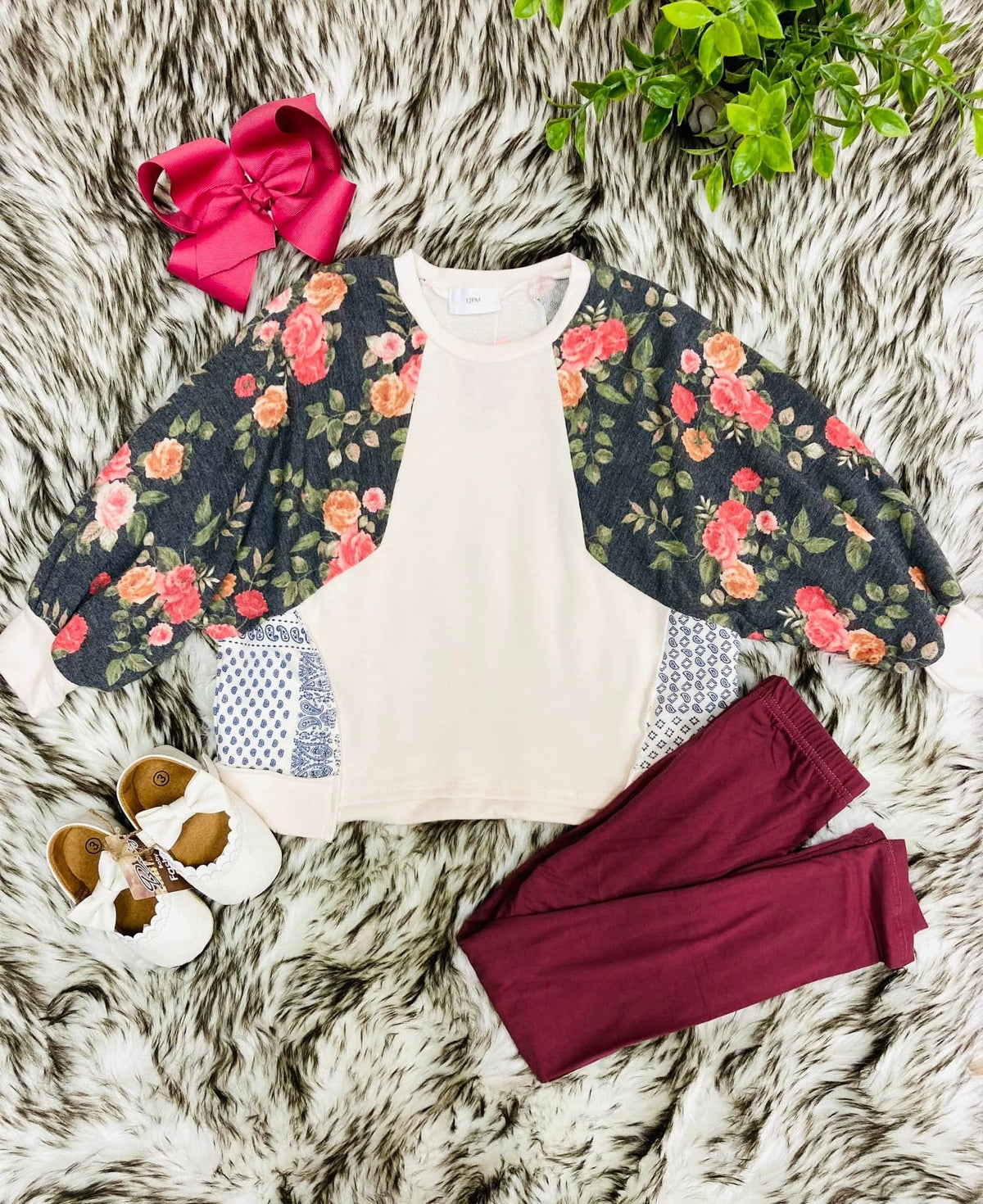 Girls Patchwork Accent Top