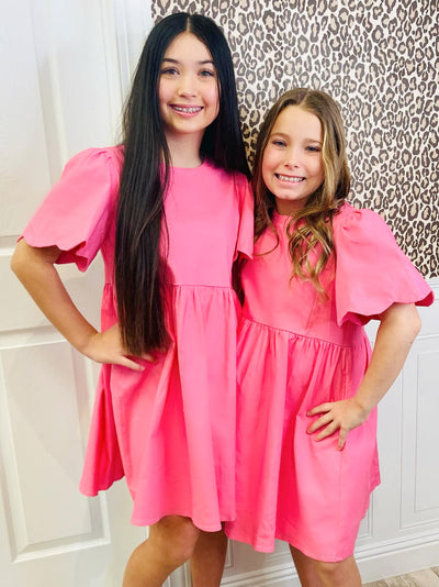 Girl's Pink Denim Dress - Mini Mee Boutique