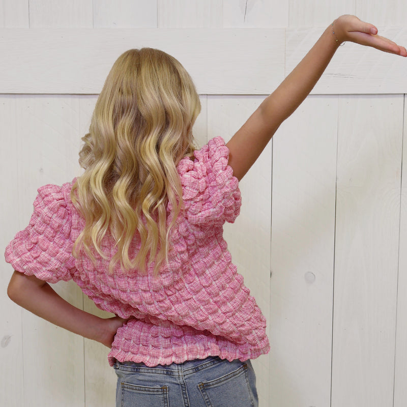 Girls Pink Puffer Top