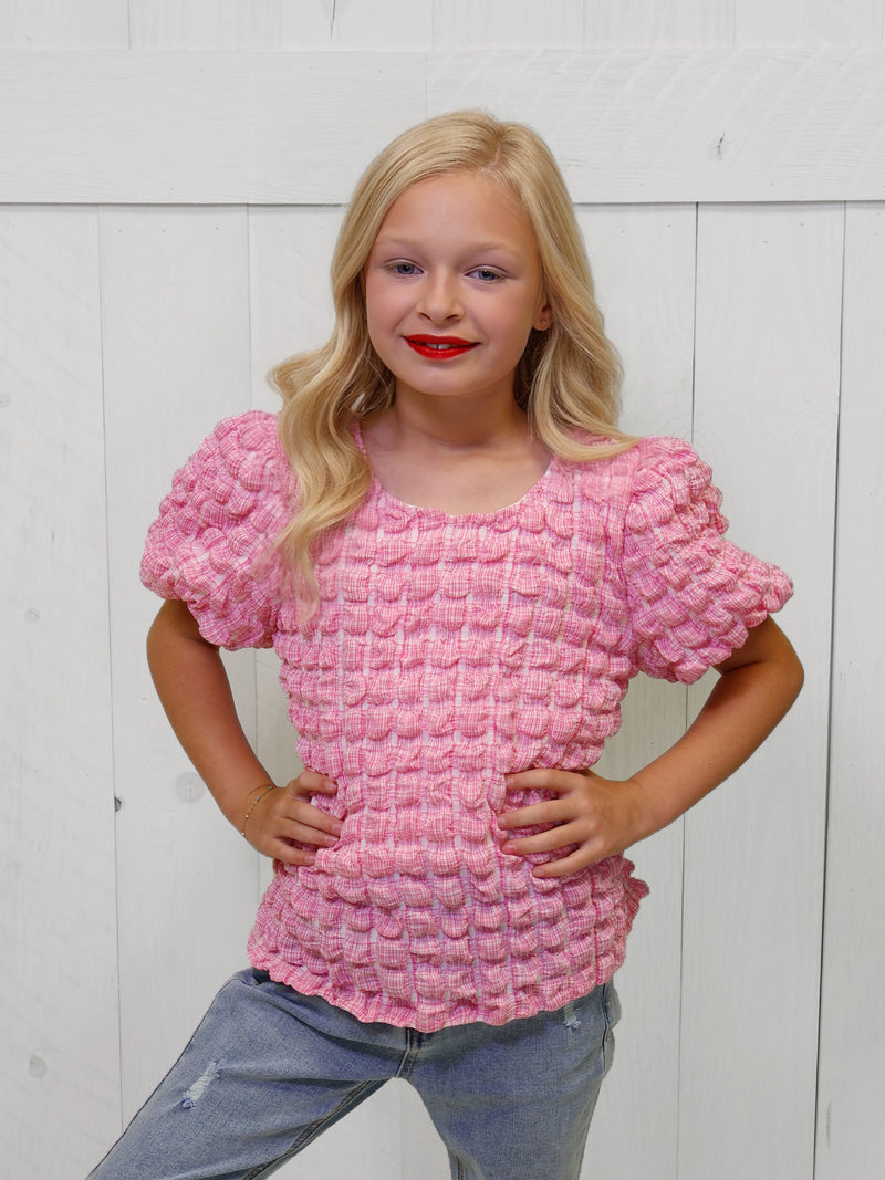 Girls Pink Puffer Top