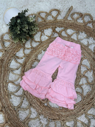 Girls Pink Ruffle Bottom Pants