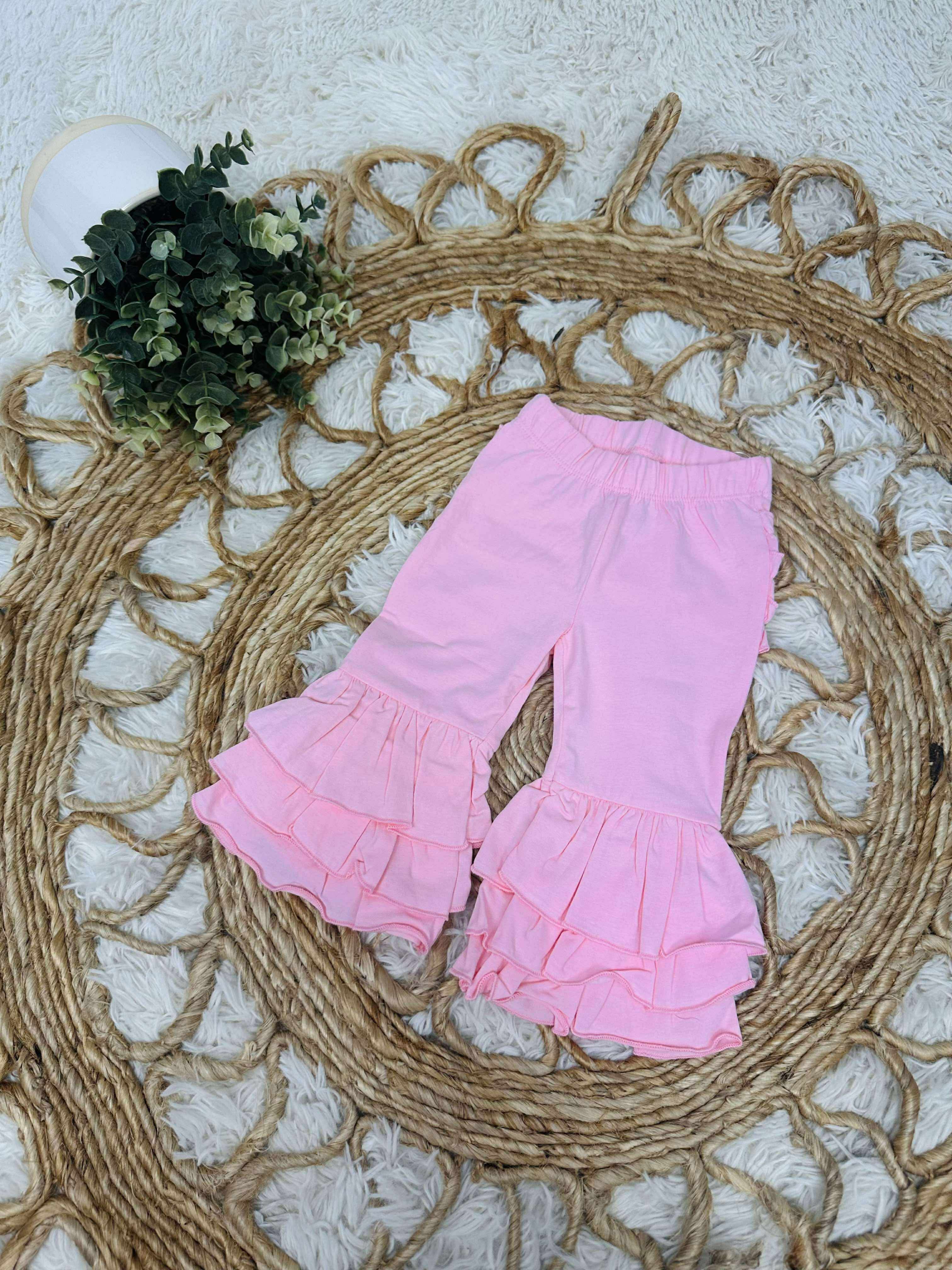 Girls Pink Ruffle Bottom Pants – Mini Mee Boutique