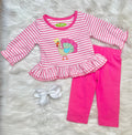 Girls Pink Stripe Turkey Outfit Set