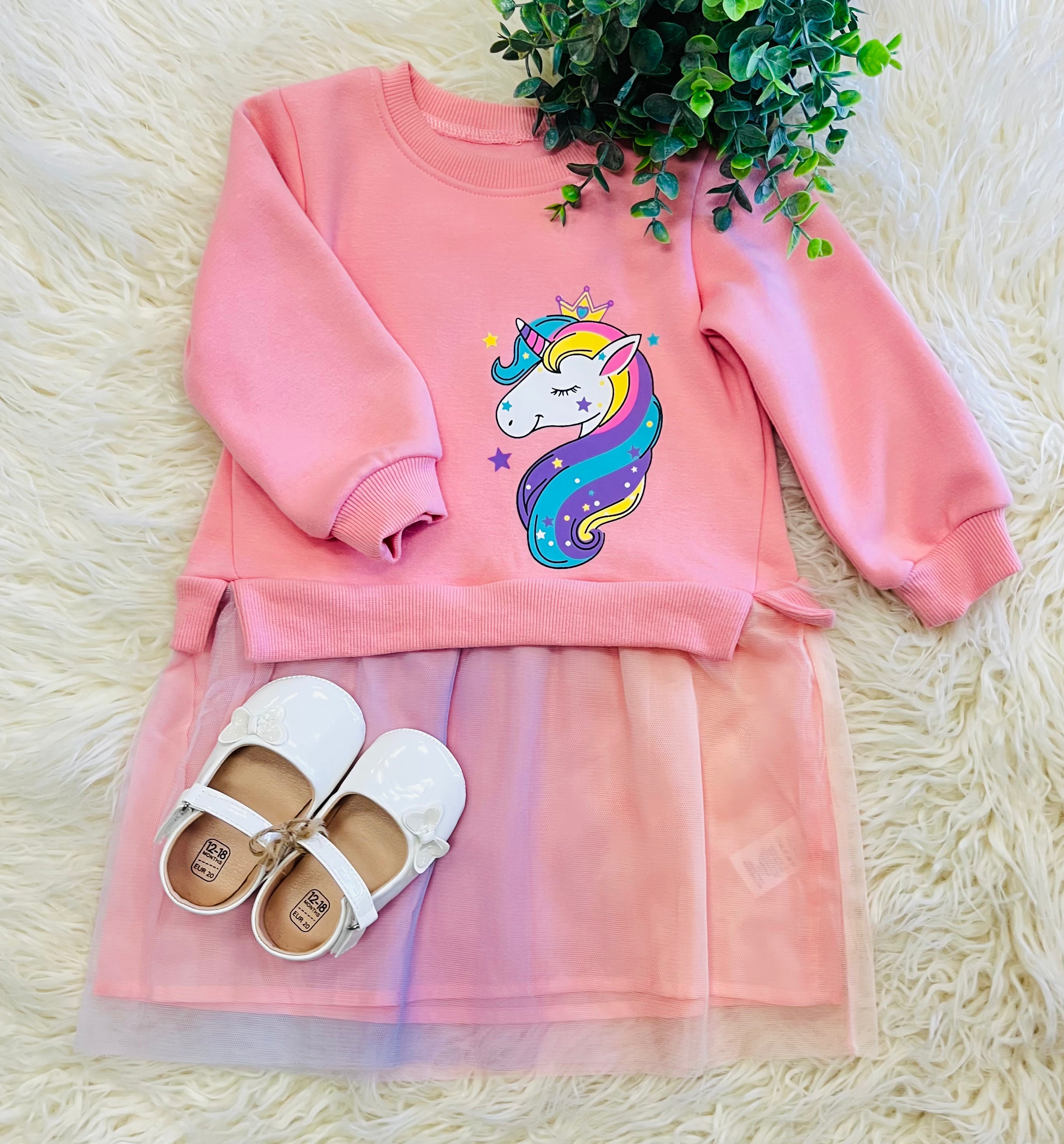 Girls Pink Unicorn Dress