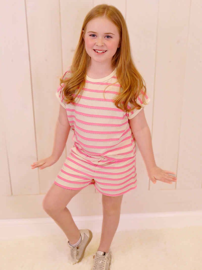 Girls Pink and White Striped Two-Piece Set By Hayden girls
