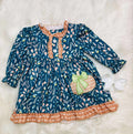Girls Pumpkin Floral Dress