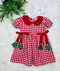 Girl’s Red Plaid Christmas Tree Dress