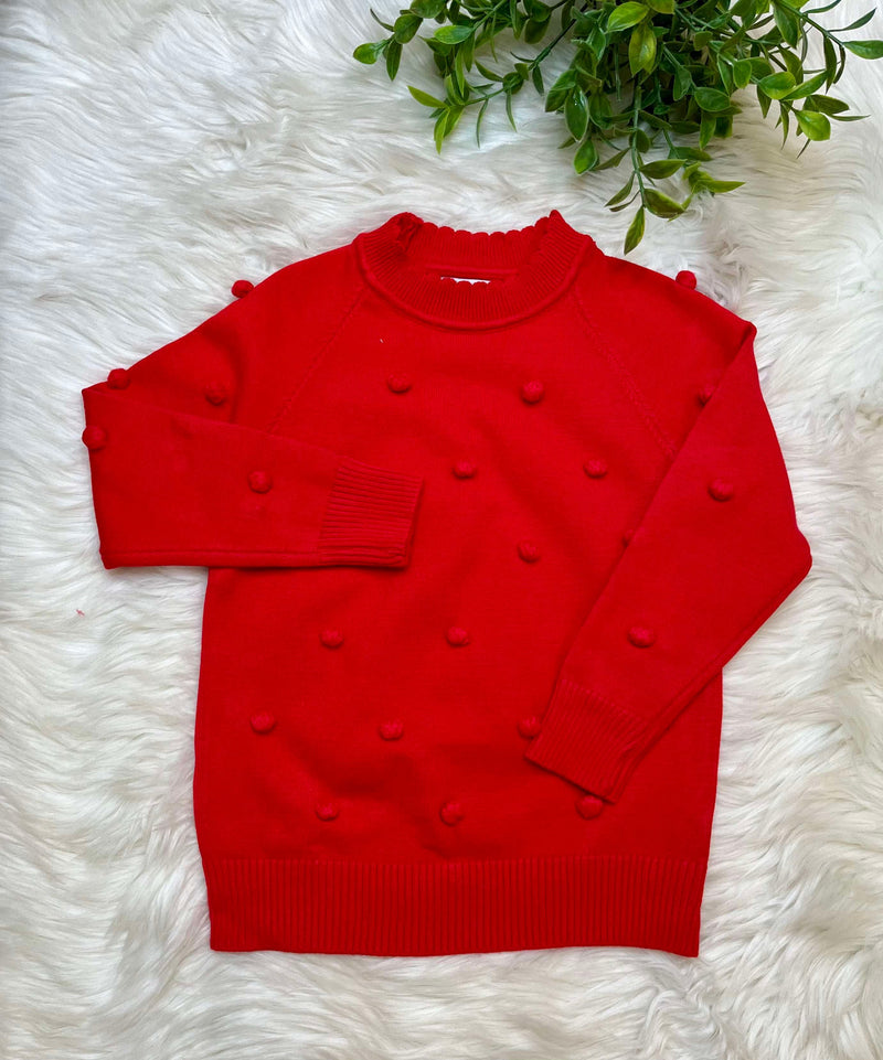 Girls Red Polka Dot Sweater