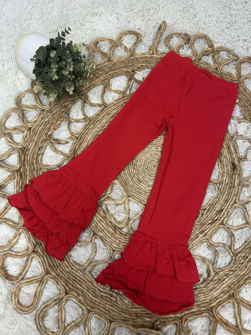 Girls Red Ruffle Pants