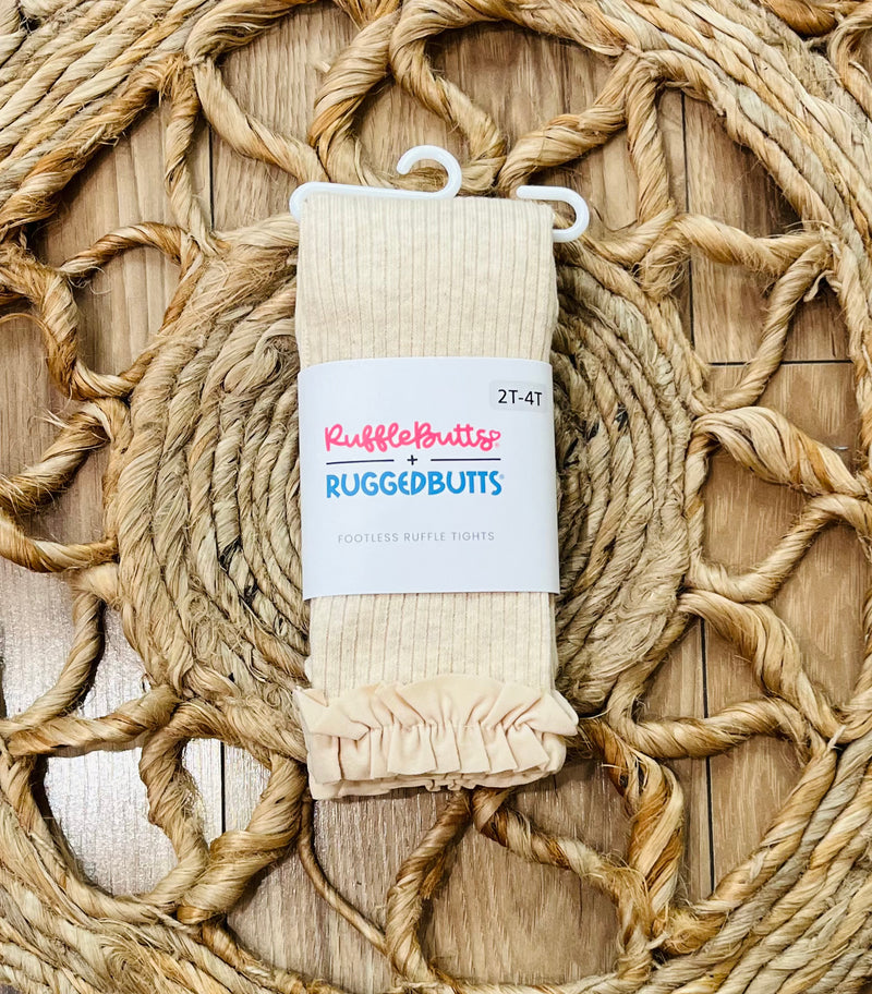 Girls Ruffle Cream Tights