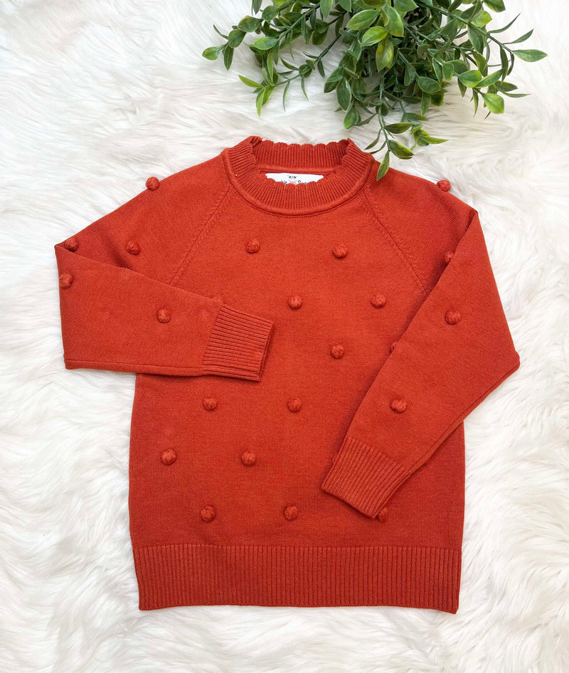 Girls Rust Polka Dot Sweater