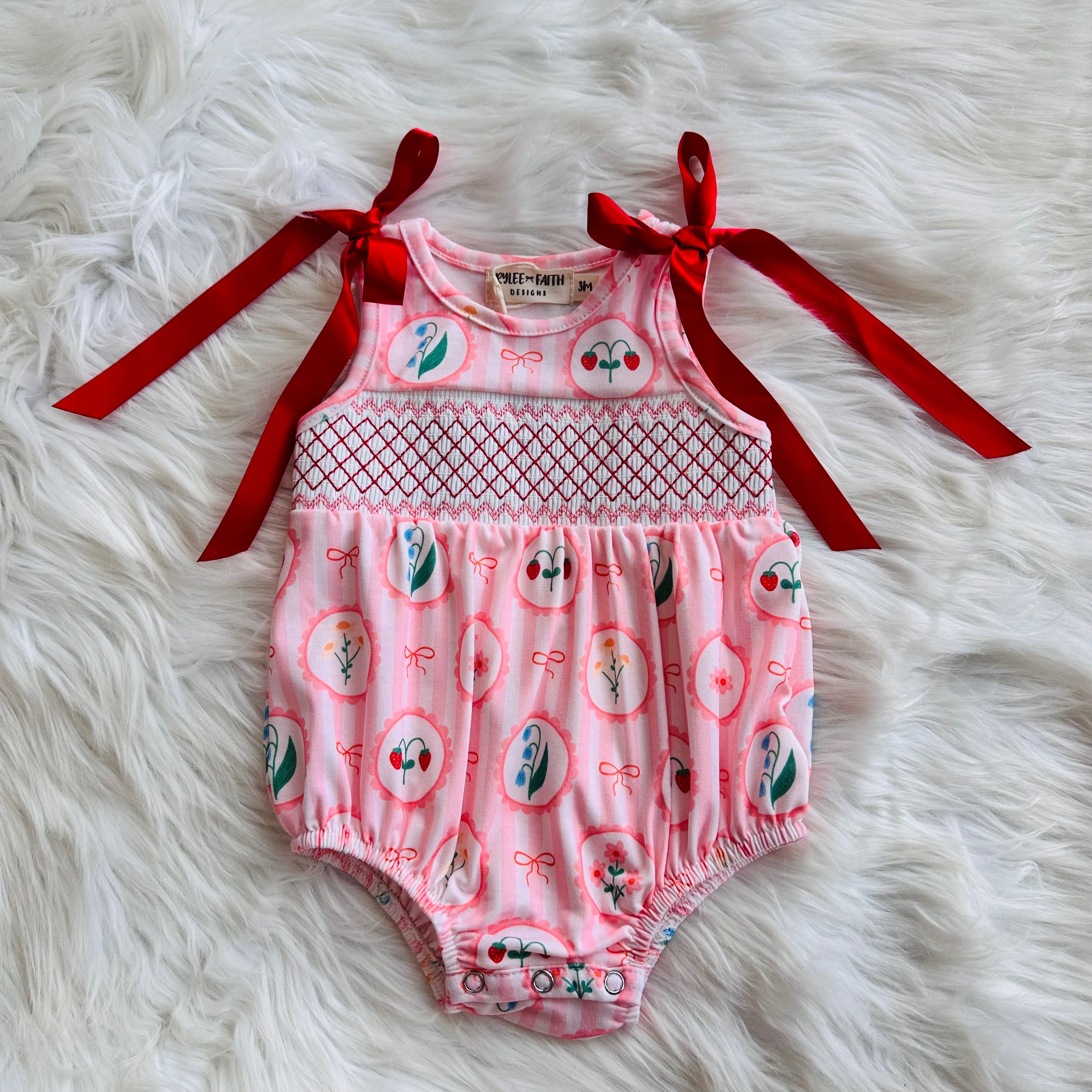 Girls Rylee Faith Stripped Fruit Print Romper