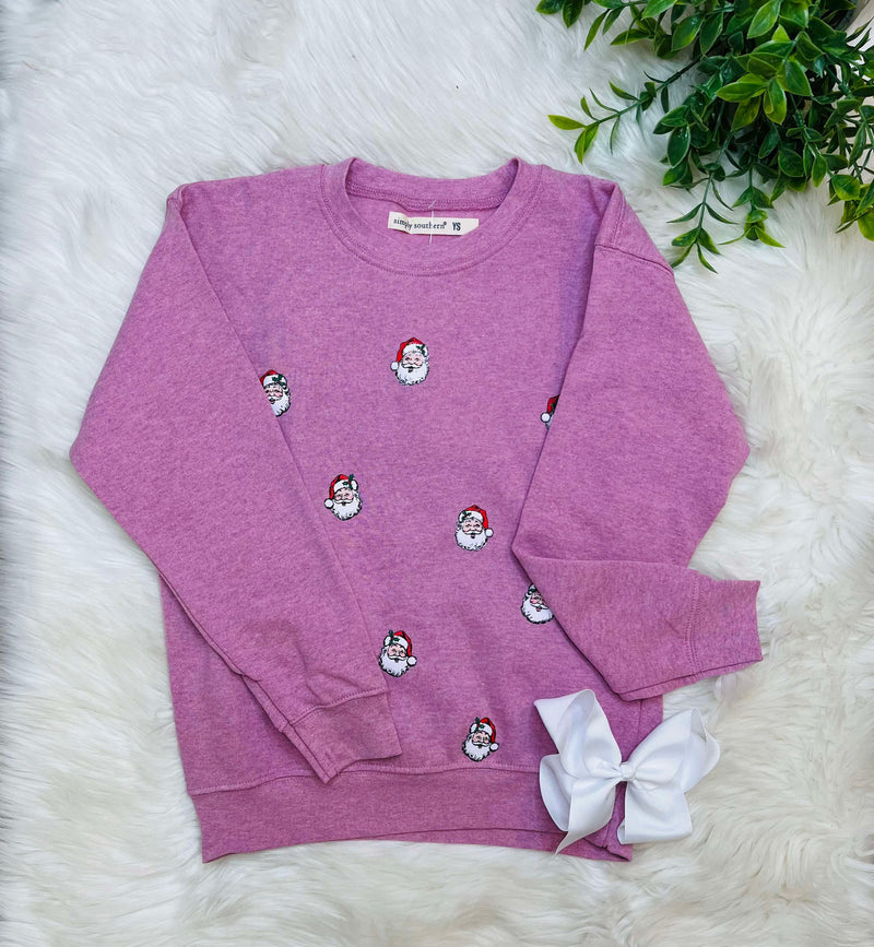 Girls Santa Crewneck Sweater Pullover Top
